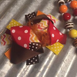 🌿 Fall Over The Top Feather Hair Bow | Thanksgiving Hair Clip